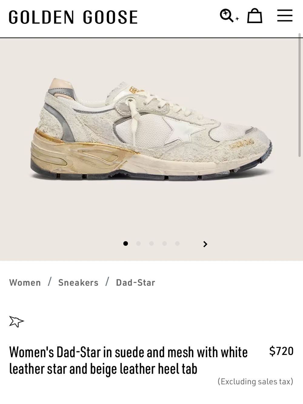 Golden Goose Women’s Dad-Star Sneakers in White, Beige and Gray
